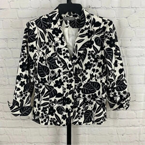 Kate Hill Black and White Floral Blazer Size 8P